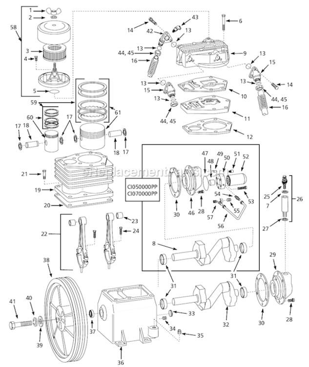 Page B Diagram and Parts List for 2003 Campbell Hausfeld Compressor